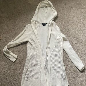 Women's White Hooded Sweater